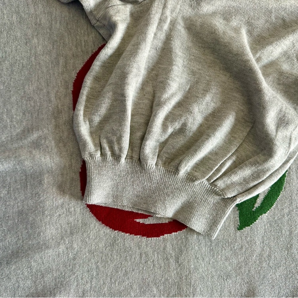 Torrid Gray Sweater with Cherry Green Leaf Design - Picture 4 of 5